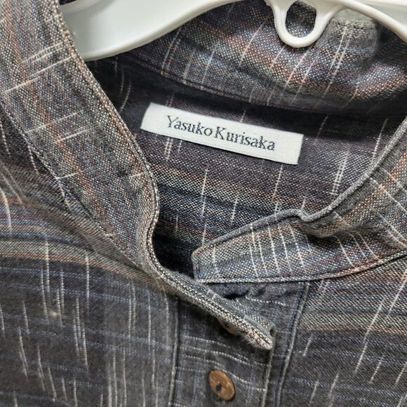 Yasuko Kurisaka Striped Cotton Button Jacket One Size Lagenlook - Picture 3 of 8